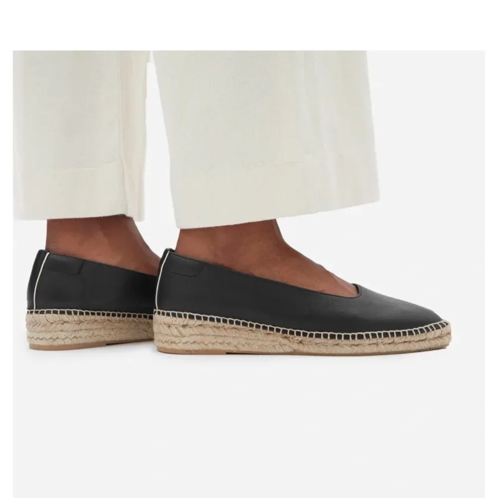 EVERLANE LEATHER ESPADRILLE WEDGE SHOES - Picture 2 of 11